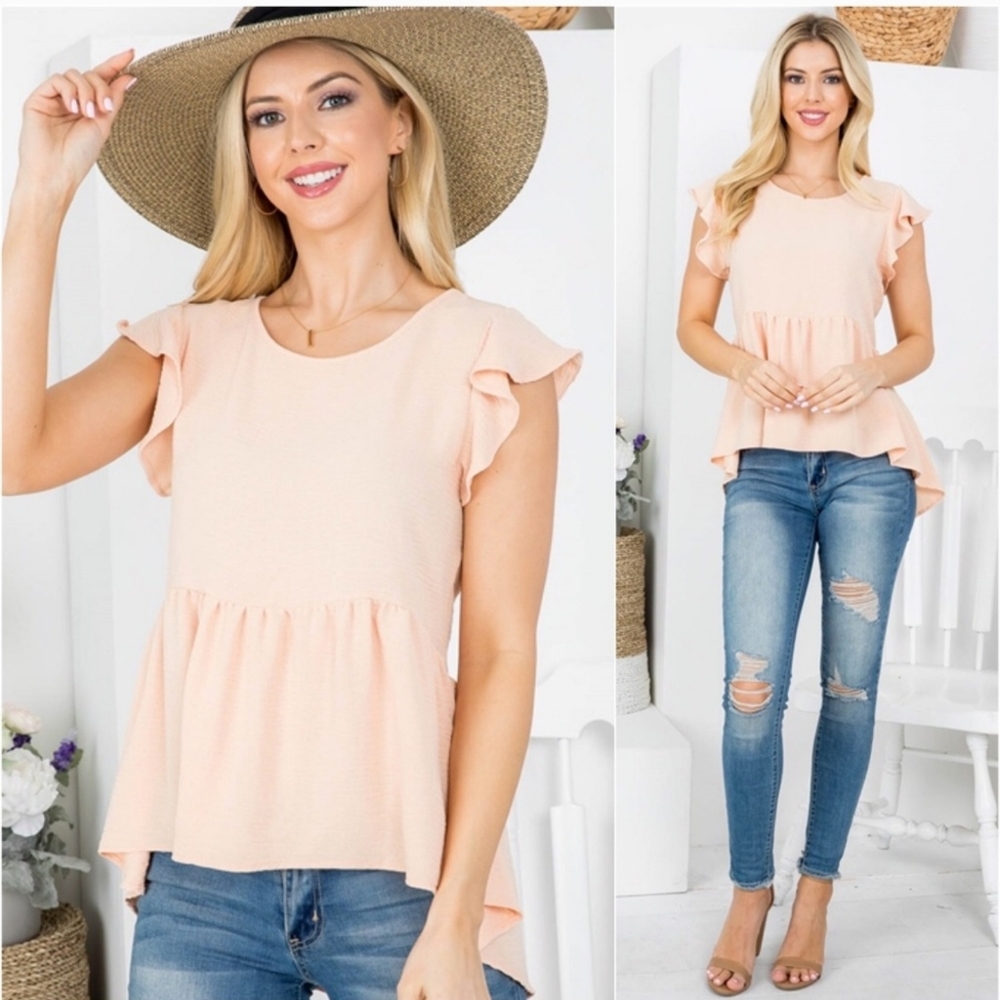 Women's ruffle hi-low blouse top USA MADE - M
